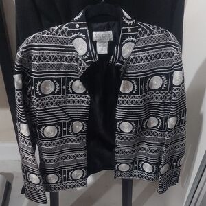 Silk Club Black and White Patterned Jacket